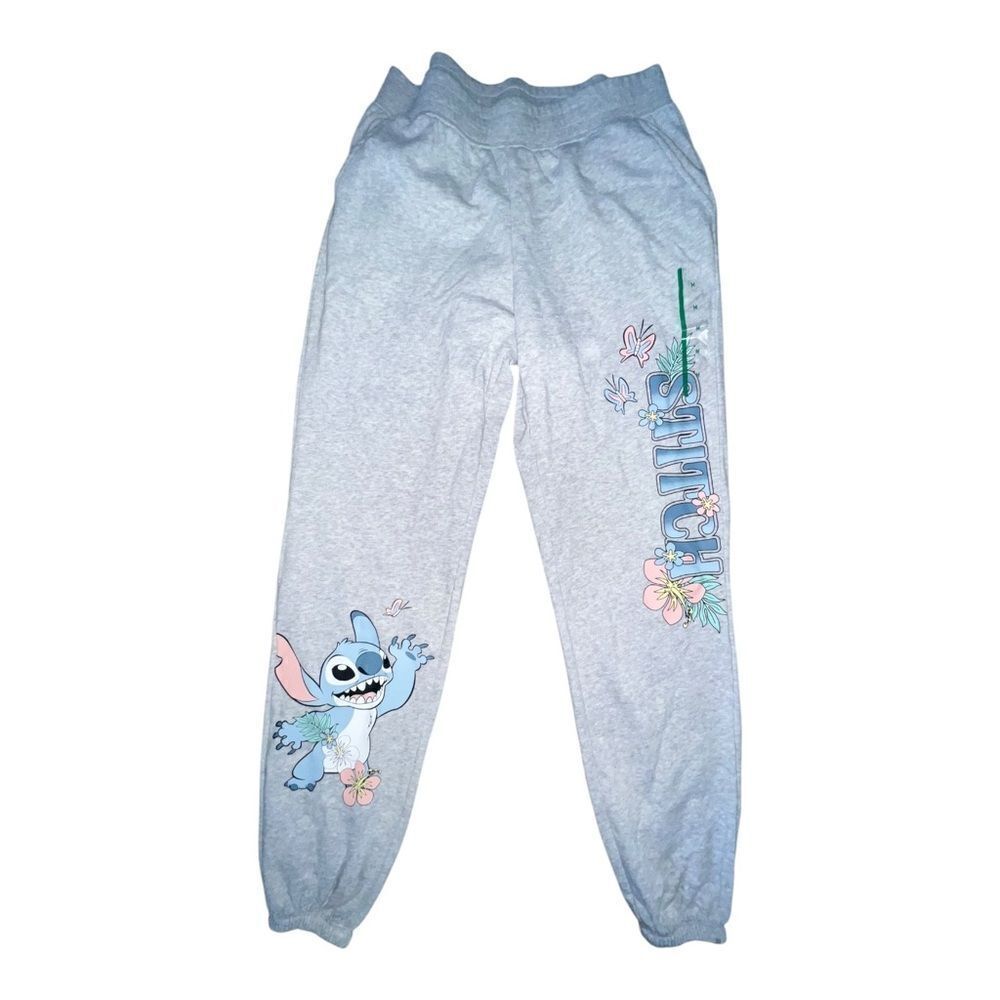 Disney's Lilo & Stitch Juniors Stich Comfy Joggers Heather Gray Medium NWOT
